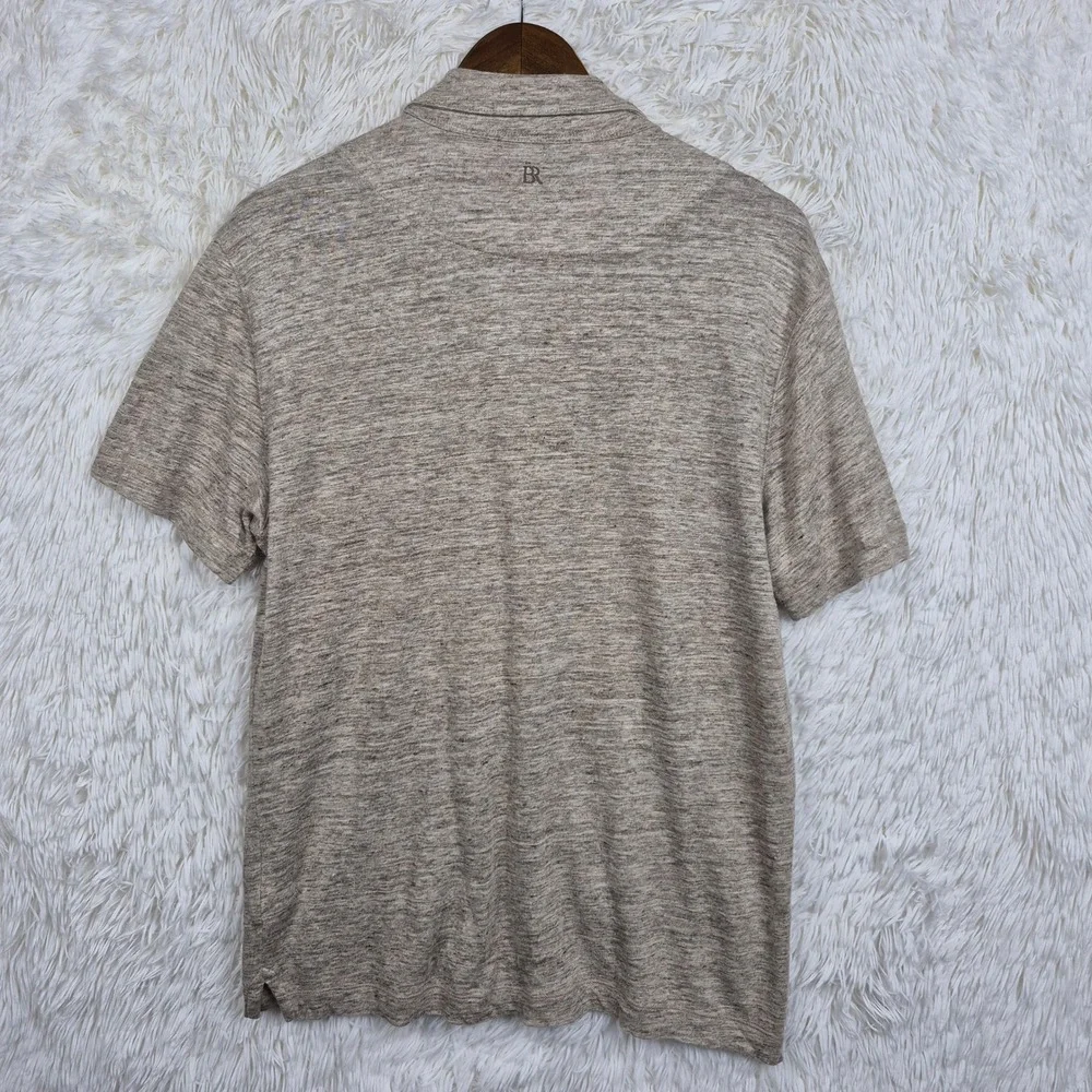 Banana Republic Mens Linen Resort Camp Shirt Beige Short Sleeve Button Down M